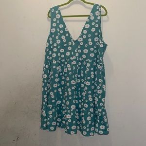 Turquoise flowery deep V cut sleeveless dress by ASOS